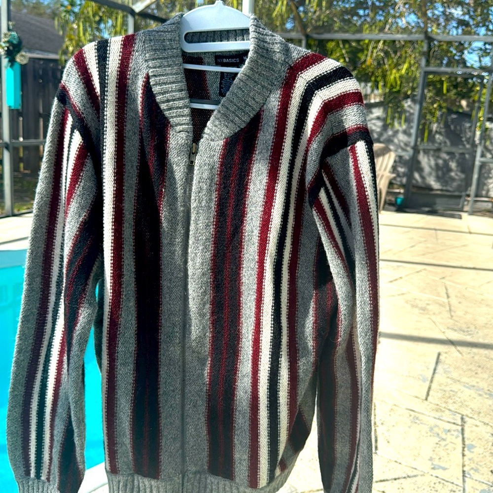 Knit zippered striped jacket NY Basics